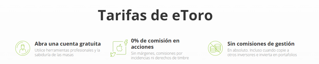 Comisiones y Tarifas de eToro al invertir