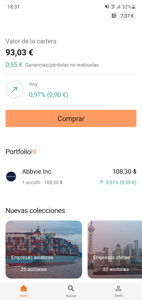 Cartera de acciones en Heytrade